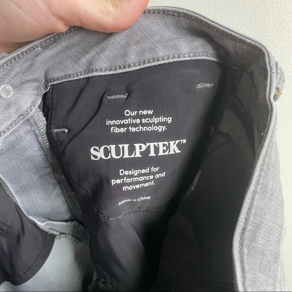 Athleta Sculptek Grey Raw Hem Stretch Denim Jeans